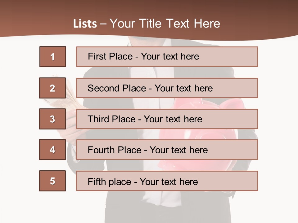 A Man In A Suit Holding A Piggy Bank PowerPoint Template