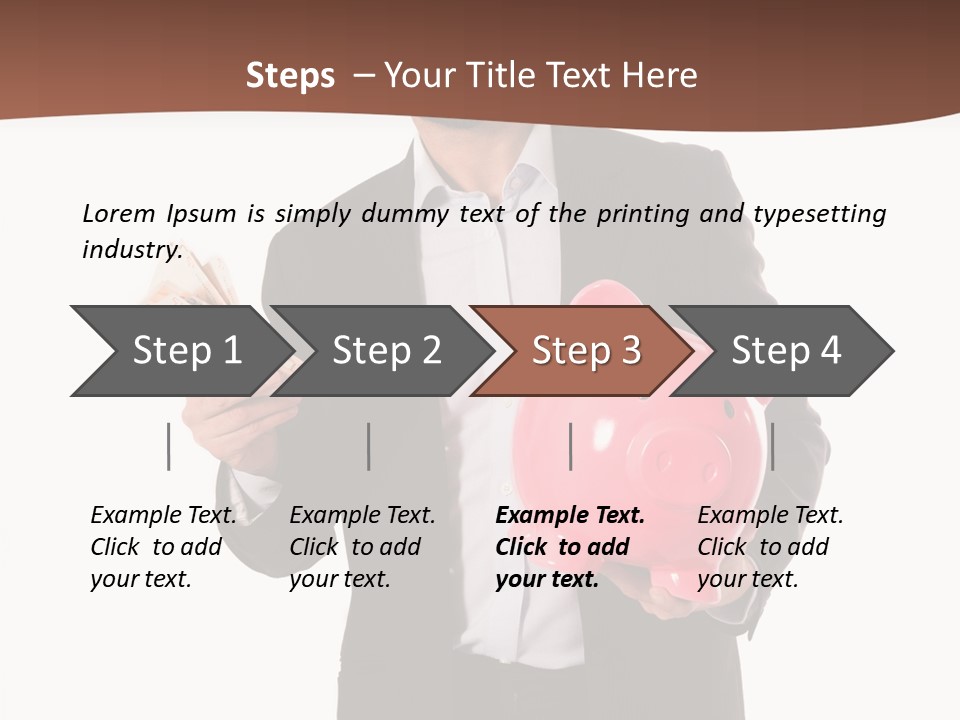 A Man In A Suit Holding A Piggy Bank PowerPoint Template