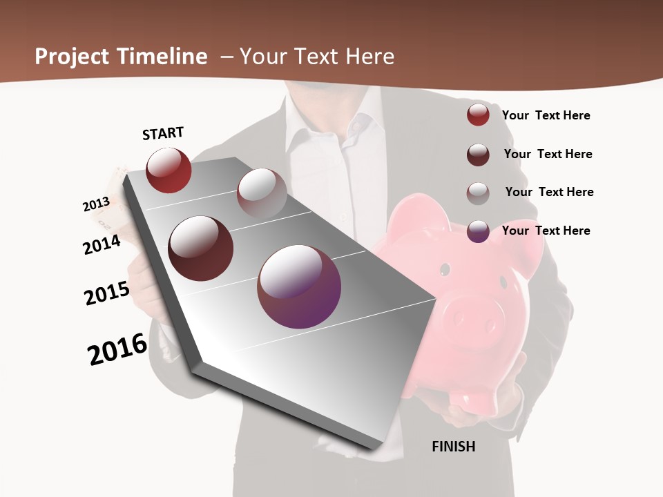 A Man In A Suit Holding A Piggy Bank PowerPoint Template