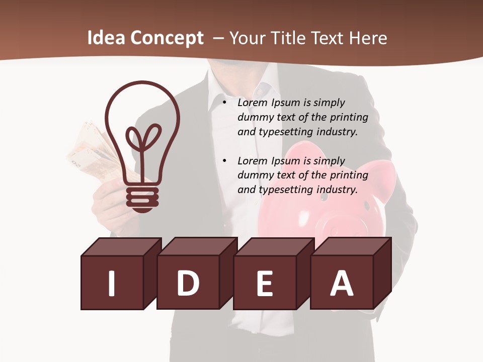 A Man In A Suit Holding A Piggy Bank PowerPoint Template