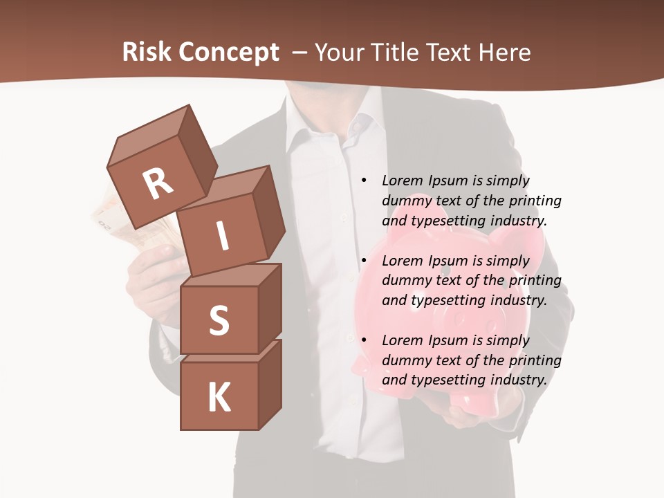 A Man In A Suit Holding A Piggy Bank PowerPoint Template