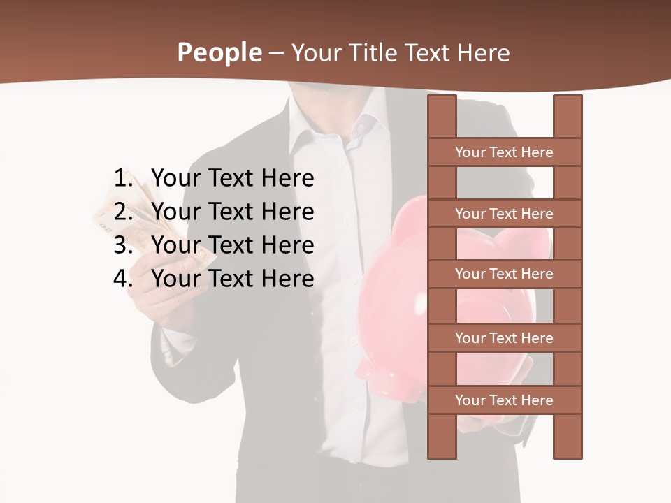 A Man In A Suit Holding A Piggy Bank PowerPoint Template