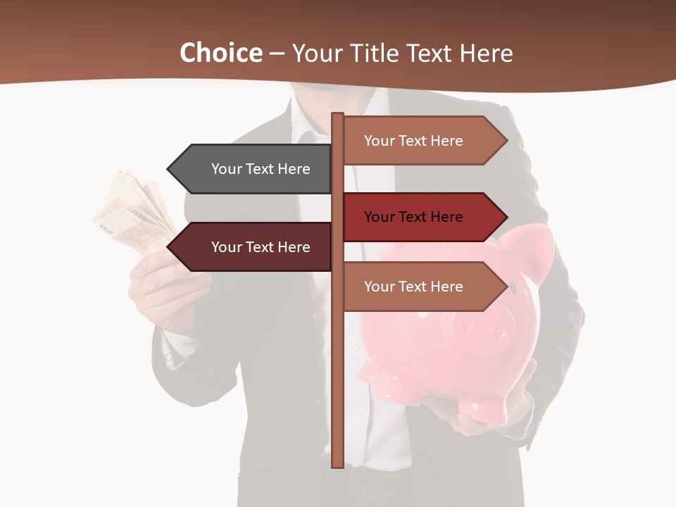 A Man In A Suit Holding A Piggy Bank PowerPoint Template