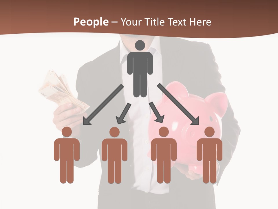 A Man In A Suit Holding A Piggy Bank PowerPoint Template