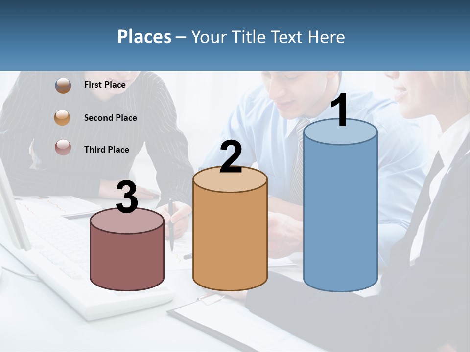 A Group Of People Sitting Around A Table With A Laptop PowerPoint Template