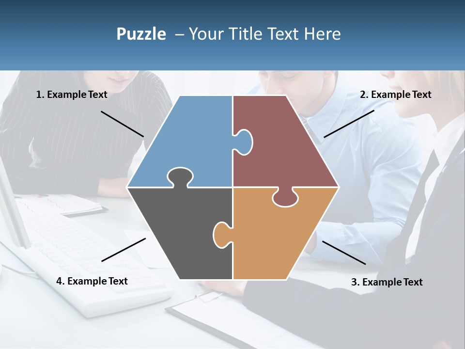 A Group Of People Sitting Around A Table With A Laptop PowerPoint Template