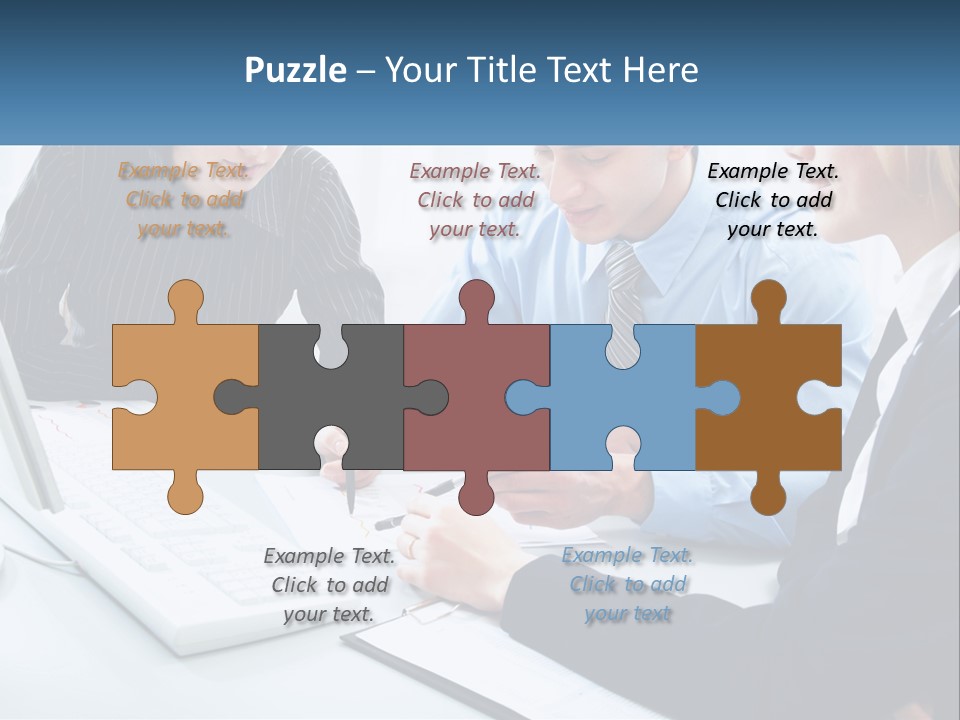 A Group Of People Sitting Around A Table With A Laptop PowerPoint Template