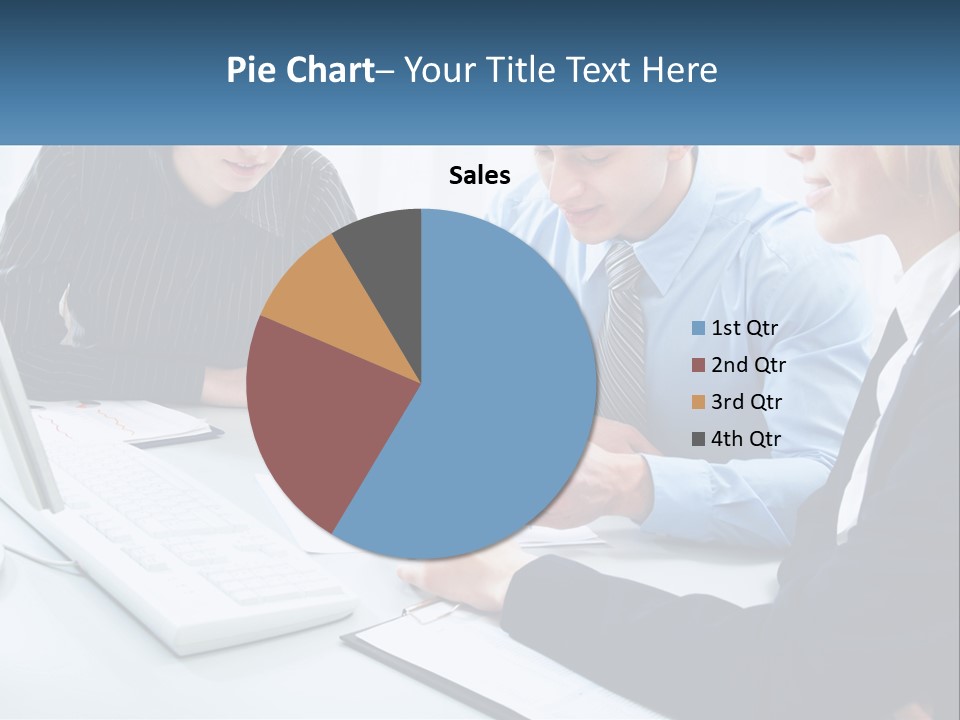 A Group Of People Sitting Around A Table With A Laptop PowerPoint Template