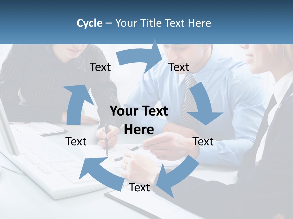 A Group Of People Sitting Around A Table With A Laptop PowerPoint Template