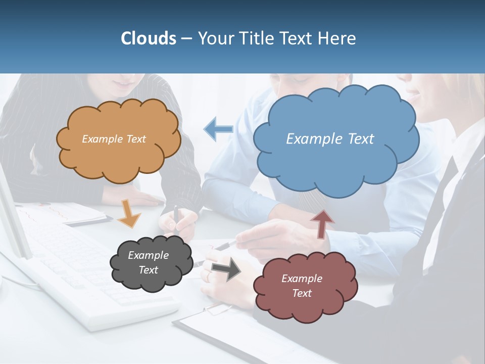 A Group Of People Sitting Around A Table With A Laptop PowerPoint Template