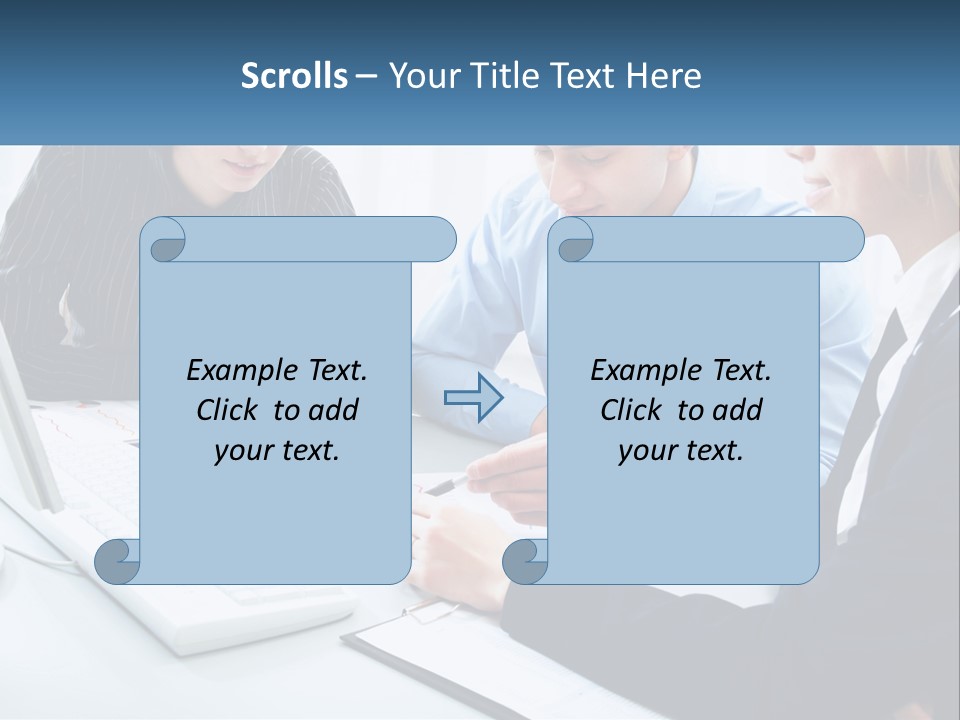 A Group Of People Sitting Around A Table With A Laptop PowerPoint Template