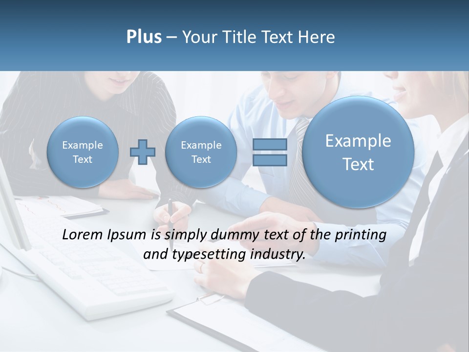A Group Of People Sitting Around A Table With A Laptop PowerPoint Template