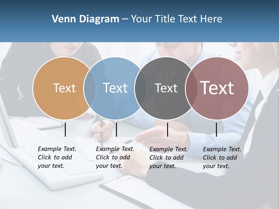 A Group Of People Sitting Around A Table With A Laptop PowerPoint Template