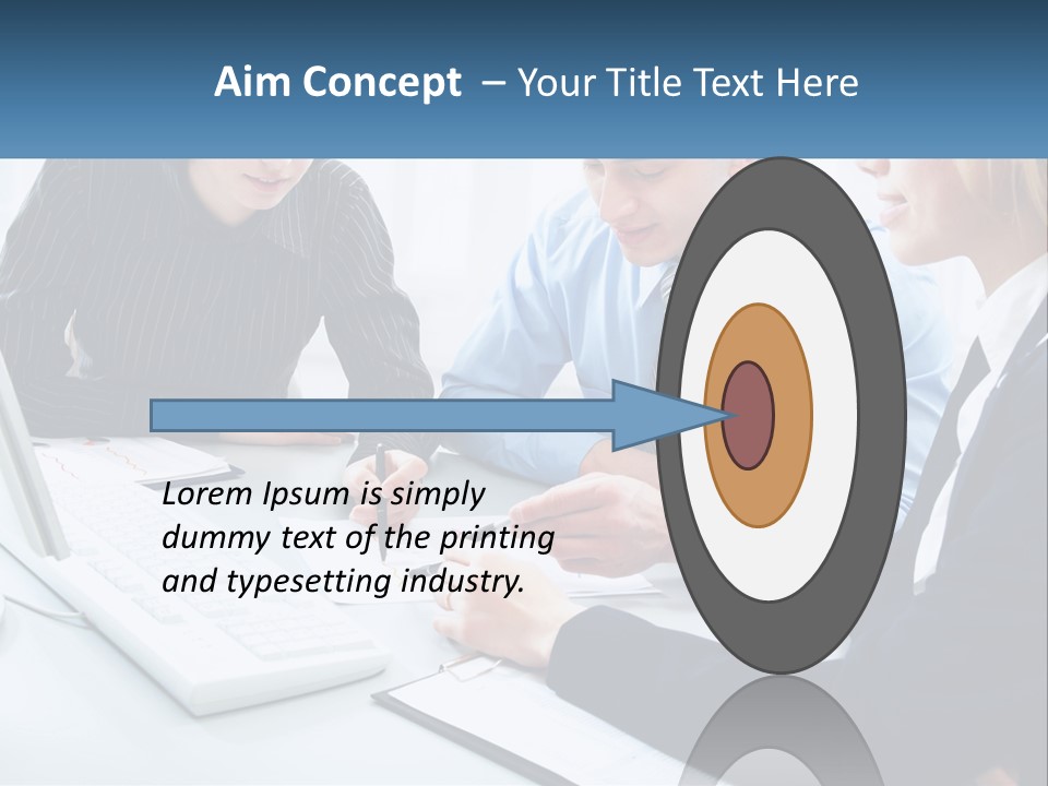 A Group Of People Sitting Around A Table With A Laptop PowerPoint Template