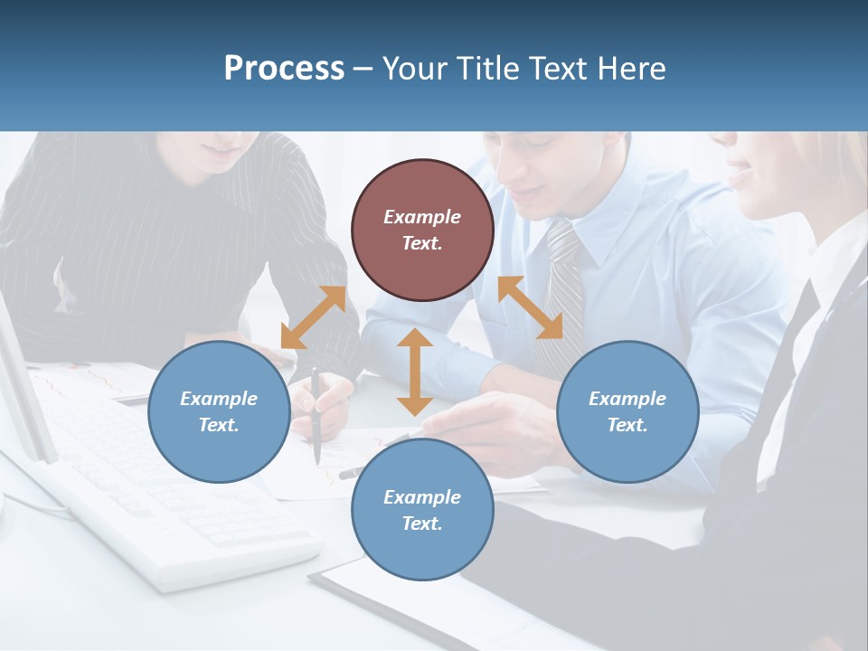 A Group Of People Sitting Around A Table With A Laptop PowerPoint Template
