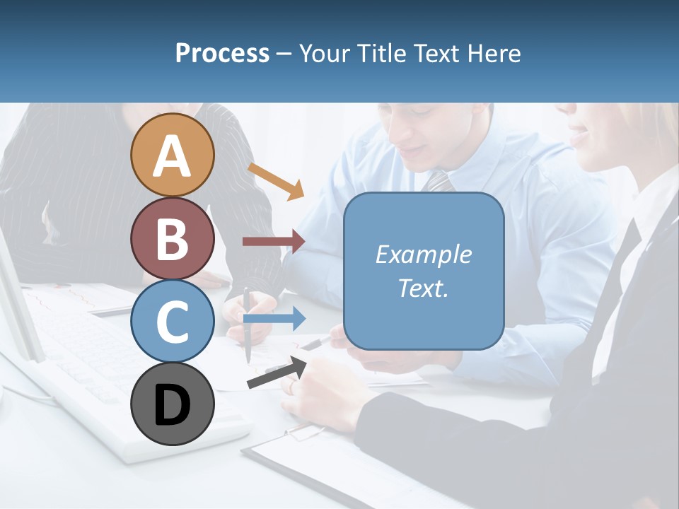 A Group Of People Sitting Around A Table With A Laptop PowerPoint Template
