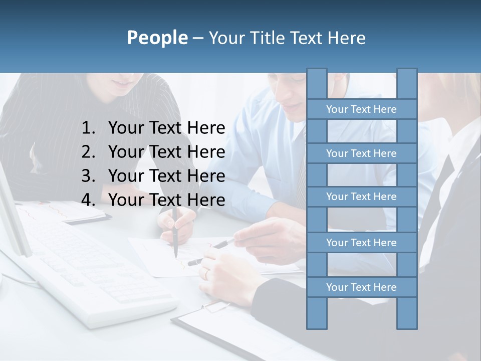 A Group Of People Sitting Around A Table With A Laptop PowerPoint Template