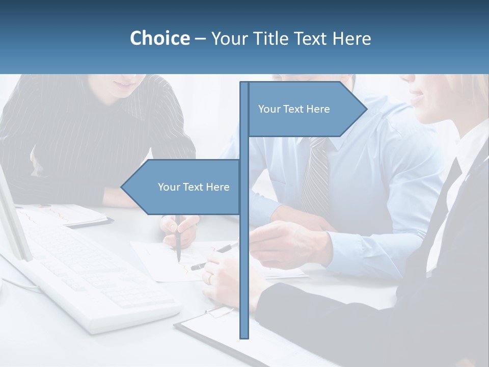 A Group Of People Sitting Around A Table With A Laptop PowerPoint Template