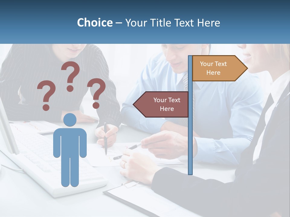 A Group Of People Sitting Around A Table With A Laptop PowerPoint Template