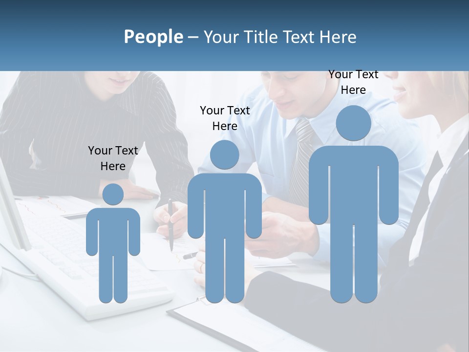 A Group Of People Sitting Around A Table With A Laptop PowerPoint Template