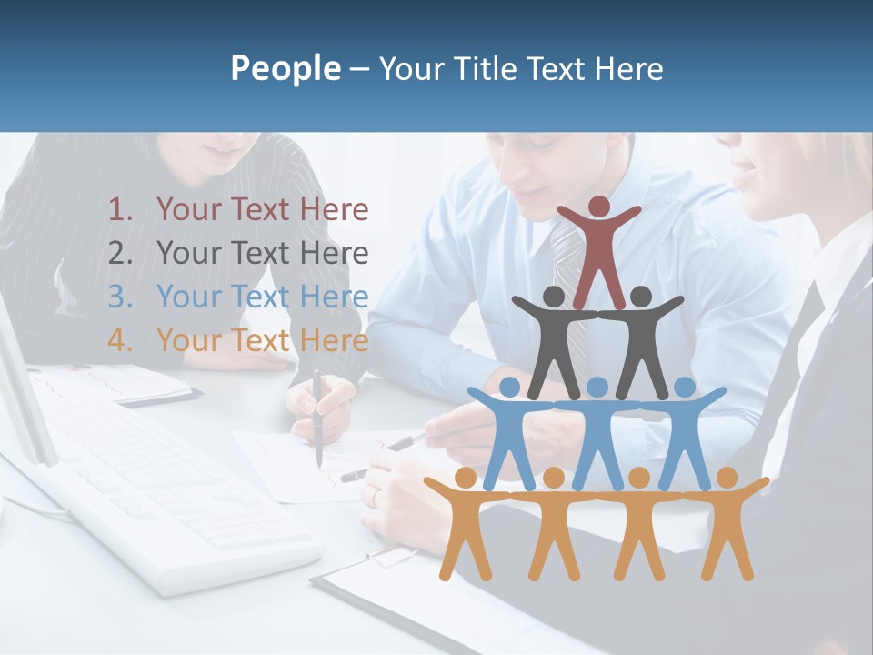 A Group Of People Sitting Around A Table With A Laptop PowerPoint Template