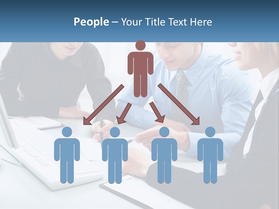A Group Of People Sitting Around A Table With A Laptop PowerPoint Template
