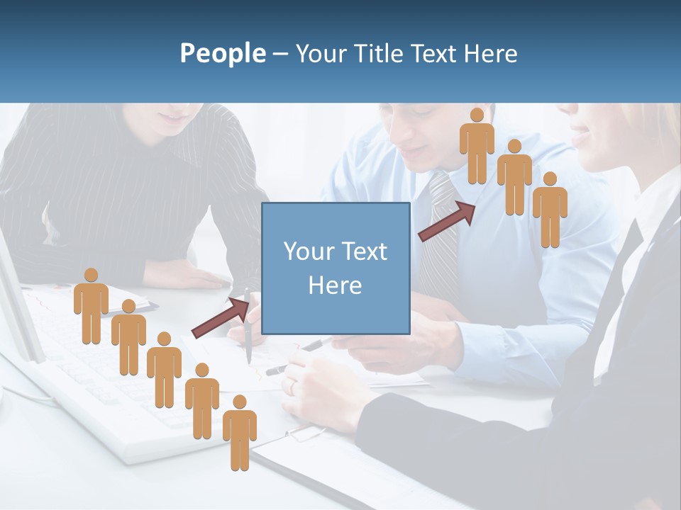 A Group Of People Sitting Around A Table With A Laptop PowerPoint Template