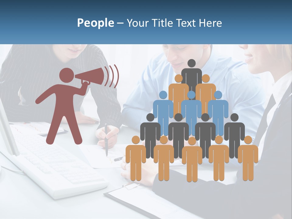 A Group Of People Sitting Around A Table With A Laptop PowerPoint Template