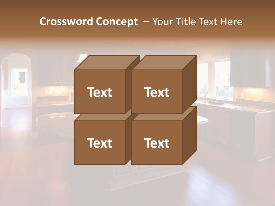 A Large Kitchen With A Center Island In The Middle Of The Room PowerPoint Template