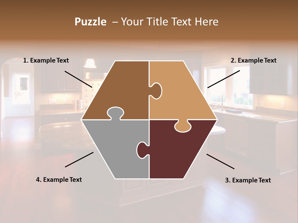 A Large Kitchen With A Center Island In The Middle Of The Room PowerPoint Template