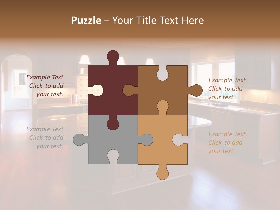 A Large Kitchen With A Center Island In The Middle Of The Room PowerPoint Template