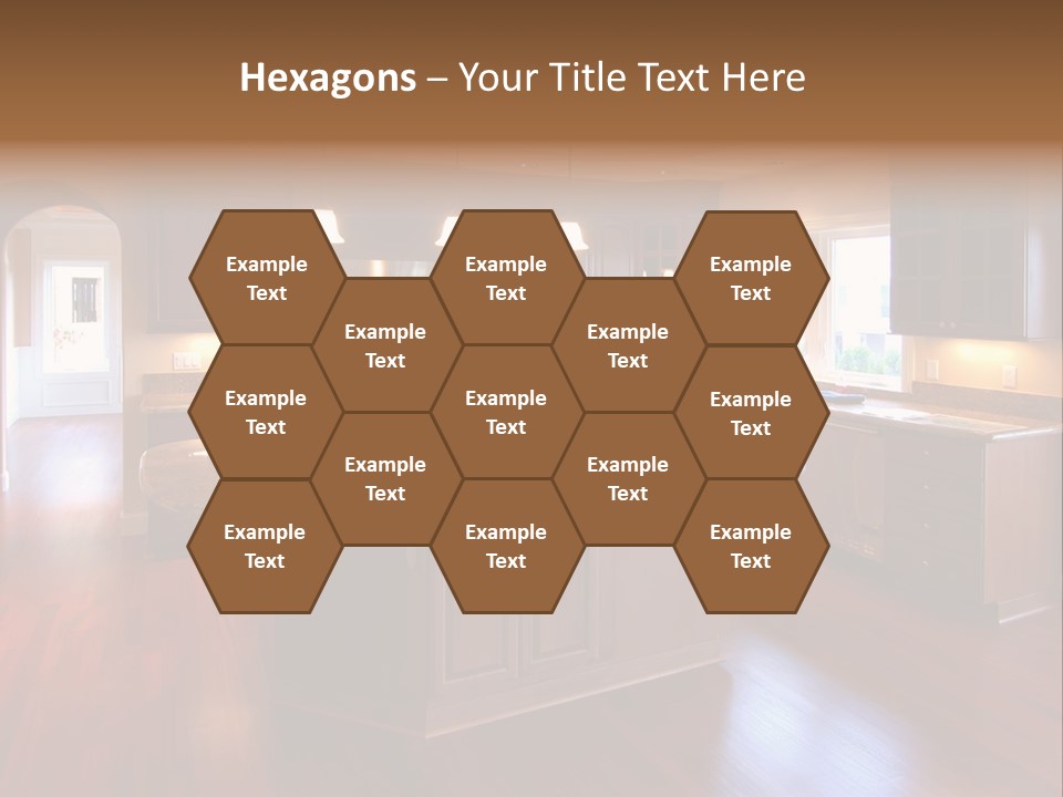 A Large Kitchen With A Center Island In The Middle Of The Room PowerPoint Template