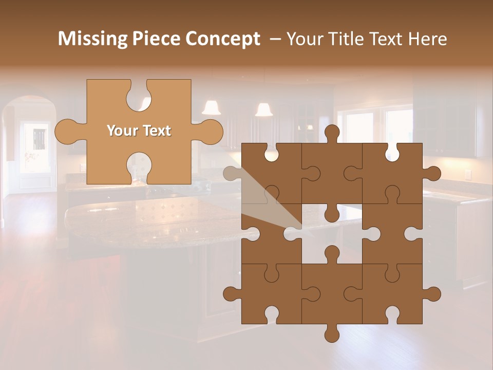 A Large Kitchen With A Center Island In The Middle Of The Room PowerPoint Template