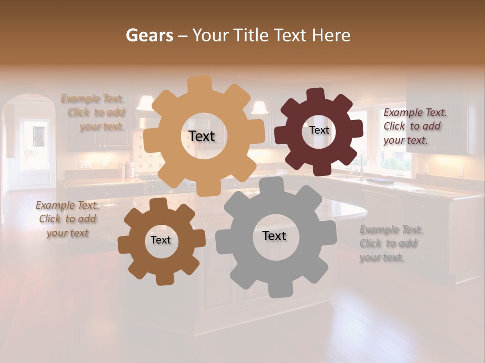 A Large Kitchen With A Center Island In The Middle Of The Room PowerPoint Template