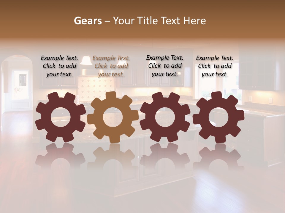 A Large Kitchen With A Center Island In The Middle Of The Room PowerPoint Template