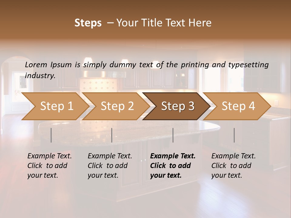 A Large Kitchen With A Center Island In The Middle Of The Room PowerPoint Template