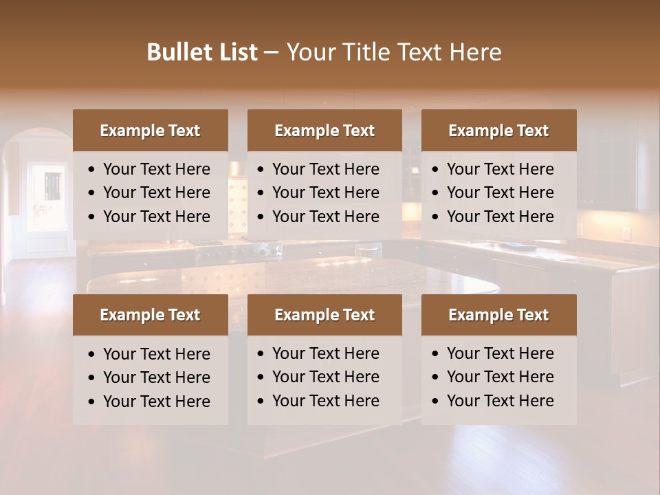 A Large Kitchen With A Center Island In The Middle Of The Room PowerPoint Template
