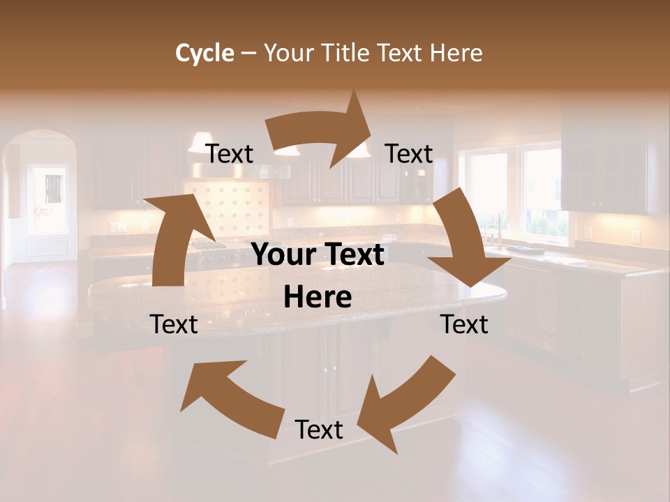A Large Kitchen With A Center Island In The Middle Of The Room PowerPoint Template