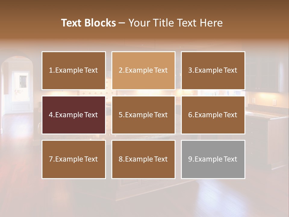 A Large Kitchen With A Center Island In The Middle Of The Room PowerPoint Template
