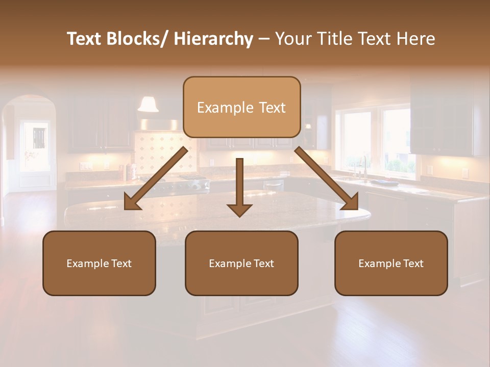 A Large Kitchen With A Center Island In The Middle Of The Room PowerPoint Template