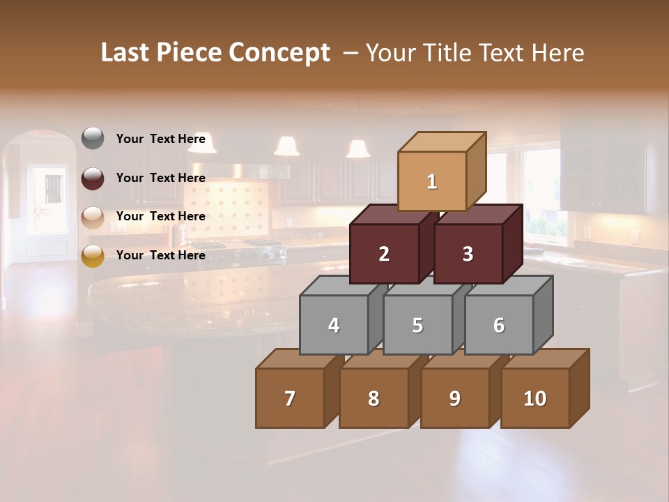 A Large Kitchen With A Center Island In The Middle Of The Room PowerPoint Template