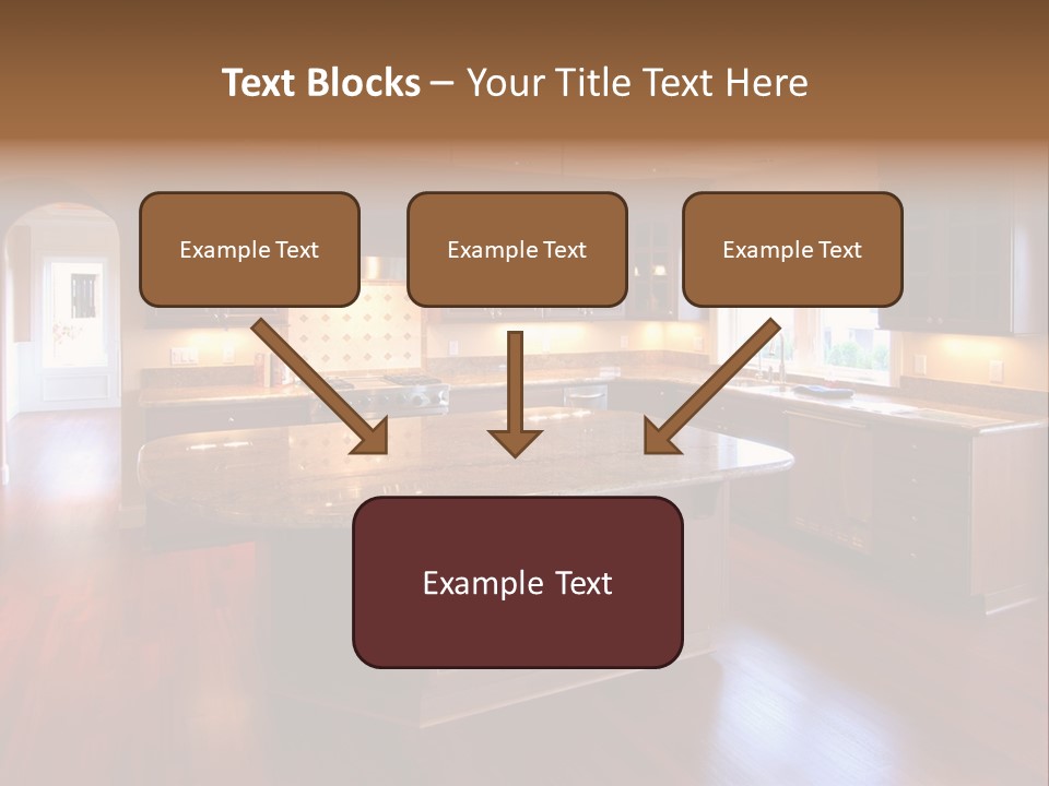 A Large Kitchen With A Center Island In The Middle Of The Room PowerPoint Template
