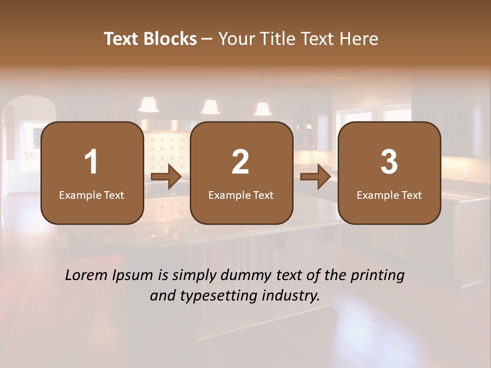 A Large Kitchen With A Center Island In The Middle Of The Room PowerPoint Template