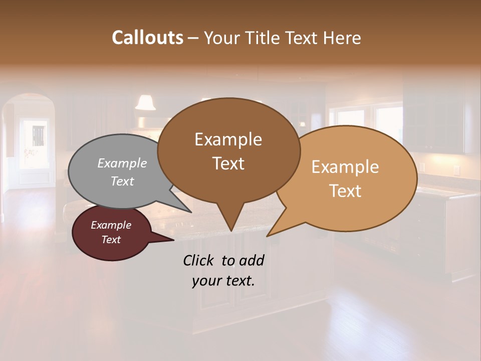 A Large Kitchen With A Center Island In The Middle Of The Room PowerPoint Template