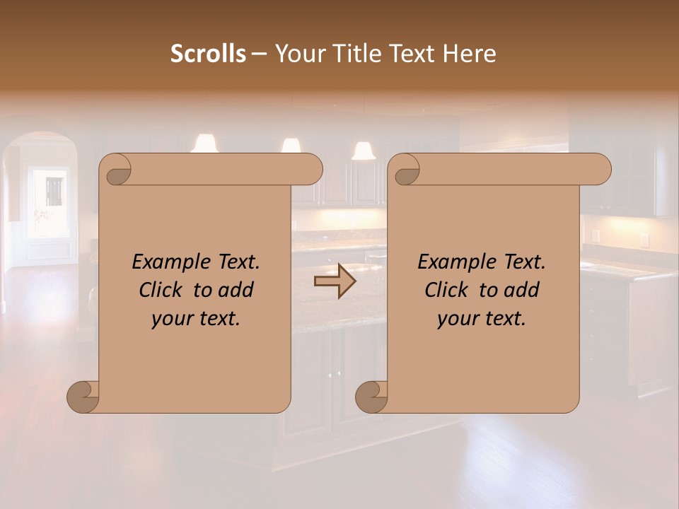 A Large Kitchen With A Center Island In The Middle Of The Room PowerPoint Template