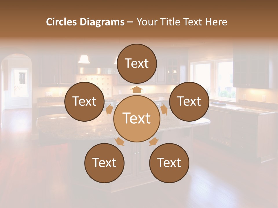 A Large Kitchen With A Center Island In The Middle Of The Room PowerPoint Template