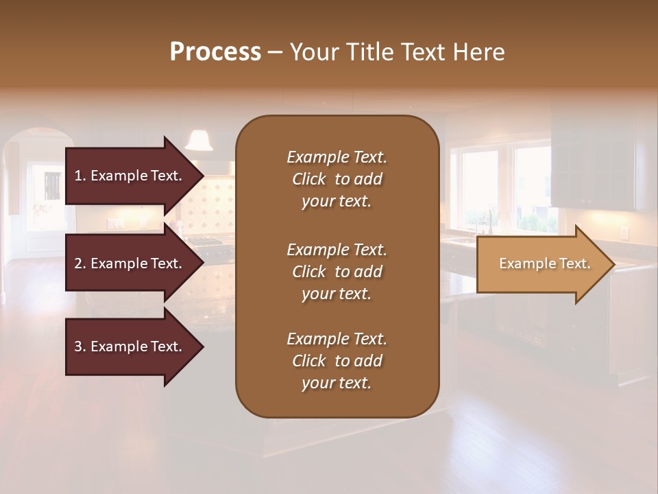 A Large Kitchen With A Center Island In The Middle Of The Room PowerPoint Template