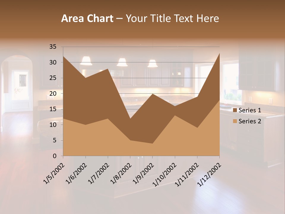 A Large Kitchen With A Center Island In The Middle Of The Room PowerPoint Template