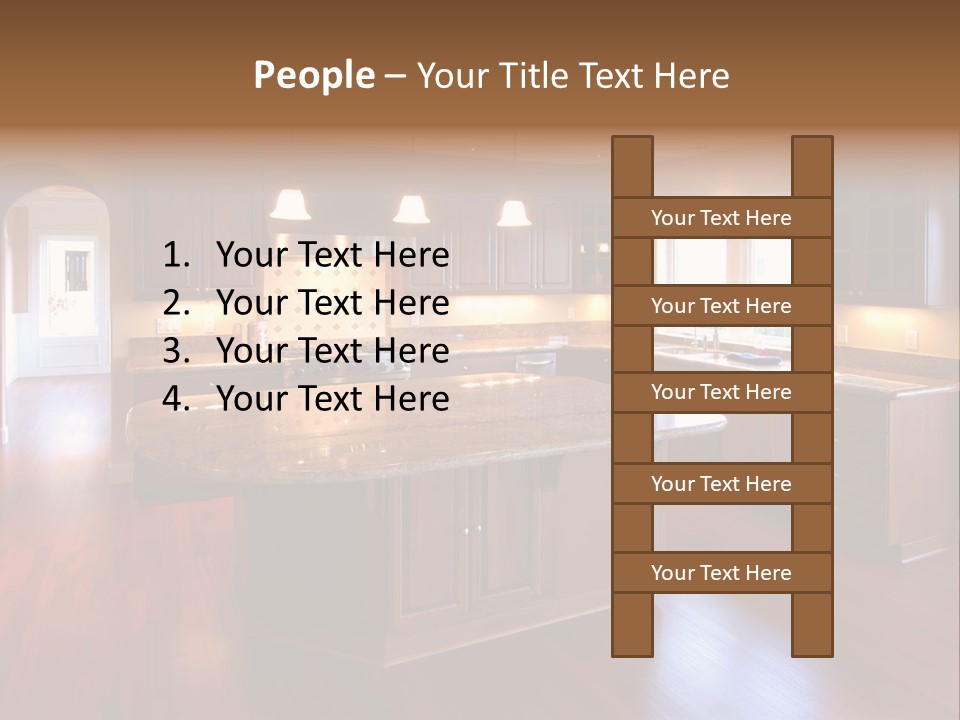 A Large Kitchen With A Center Island In The Middle Of The Room PowerPoint Template