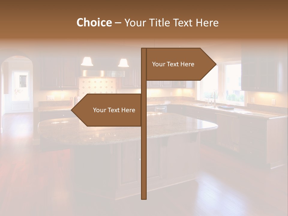 A Large Kitchen With A Center Island In The Middle Of The Room PowerPoint Template